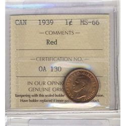 1939 1¢ ICCS MS66RD.