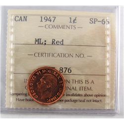 1947 1¢ ML ICCS SP65RD. Should be designated as Ptd.