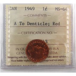 1949 1¢ A to ICCS MS64RD.