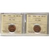 Image 1 : 1954 1¢ SF & 1955 SF ICCS MS65RD. Lot of 2 coins.