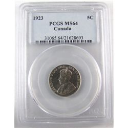 1923 5¢ PCGS MS64.