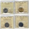 Image 1 : 1942 5¢ Tom, 1964 MS64, 1954 PL65 & 1964 EWL MS63. Lot of 4 ICCS coins.