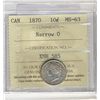 Image 1 : 1870 10¢ Nar 0 ICCS MS63. Sharp eye appeal.