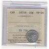 Image 1 : 1871H 10¢ ICCS VF20.