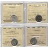 Image 1 : 1901 10¢, 1903H, 1906 & 1909 ICCS VF30. Lot of 4 coins.