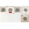Image 1 : 1913 10¢ Broad Lvs. VG cleaned along with 1888 25¢, 1901(2) & 1906 G to G+. Lot of 5 coins.