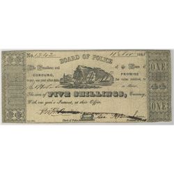 Cobourg Board of Police 1858 5s/$1, MU-45 Pen Cancelled BCS F15.