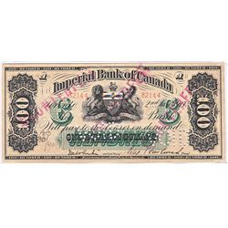 Imperial Bank of Canada 1917 $100 Counterfeit #82144 CH-375-16-24c AU.