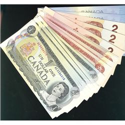 1973 $1 BC-46a(19), 1974 $2 BC-47a(7), 1986 $2(4) & 2001 $5(2). Lot of 32 notes all UNC with the exc