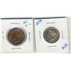 Image 1 : 1893 1¢ EF Harshly cleaned & 1874H 25¢ VF30 corroded. Lot of 2 coins with issues. Should be viewed. 