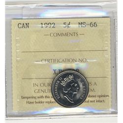 1992 5¢ ICCS MS66.