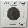 Image 1 : 1892 25¢ Fine 15. (PBA).