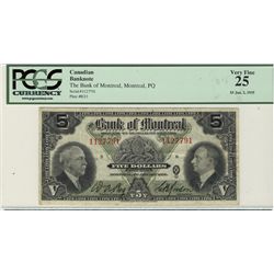 The Bank of Montreal 1935 $5 #1127791 CH-505-60-02 PCGS VF25.