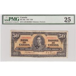 1937 $50 BC-26a #AH0049681 PMG VF25.  Popular Osborne signature.  Designated with Pinholes (minor).