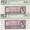 Image 1 : 1954 $10 BC-32a #CD508560610 PCGS CH UNC63PPQ.  Lot of 2 consecutive notes.  A lovely pair.