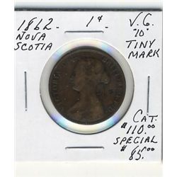 N.S. 1862 1¢ VG10.   (PBA)  A better date.