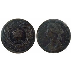Nfld 1880 1¢ Narrow 0 ICCS VF30.  Difficult issue for grade.