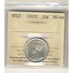 Nfld 1917c 25¢ ICCS MS60.  Brilliant and lustrous.