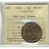 Image 1 : 1916 1¢ ICCS MS63RB.