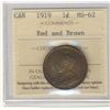 Image 1 : 1919 1¢ ICCS MS62.