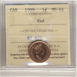 1999 1¢ ICCS MS66RD.
