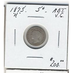 1875H 5¢ Abt VG.  (PBA)  Affordable grade.