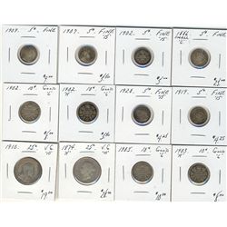 1886 Sml 5¢, 1902, 1907, 1909, 1919, 1920, 10¢ 1920H, 1902, 1903H, 1905, 25¢ 1874H & 1910.  Lot of 1