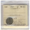 Image 1 : 1907 5¢ ICCS MS63.  Medium tones.