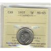 Image 1 : 1937 5¢ ICCS MS65.  A nice Gem.
