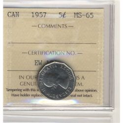 1957 5¢ ICCS MS65.