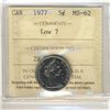 Image 1 : 1977 5¢ Low 7 ICCS MS62.