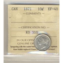 1871 10¢ ICCS EF40. Light lustre.