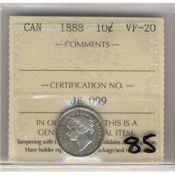 1888 10¢ ICCS VF20.