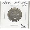 Image 1 : 1894 25¢ Abt VF.  (PBA)  Tough date.