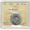 Image 1 : 1952 25¢ Low Rel ICCS MS64.