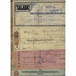 Canadian Chartered Bank Drafts/Checks. Lot includes 8 different checks from The Bank of British Nort