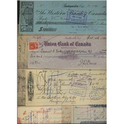 Canadian Chartered Bank Drafts/Checks. Lot includes 6 different checks mainly from the Ontario regio