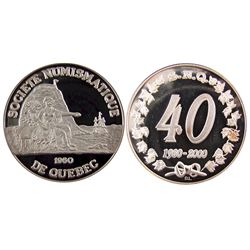 Numismatic Medal, includes a 2oz .999 silver 1960-2000 SNQ (Quebec) 40 year Anniversary issue.