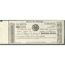 Scrip, Billet de Change 1837 12 Sous. Sharp clean EF issue.