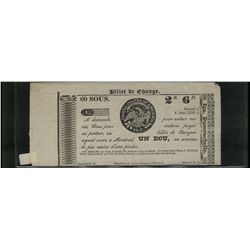 Scrip, Billet de Change 1837 60 Sous / Un Ecu. Sharp clean EF issue.