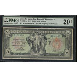 The Canadian Bank of Commerce 1917 $4 #B158459 CH-75-16-04-06a. PMG VF20 Net. Very minor rust mark.