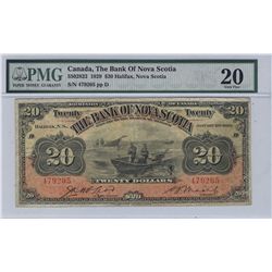 The Bank of Nova Scotia 1929 $20 CH-550-28-22 PMG VF20. attractive example.