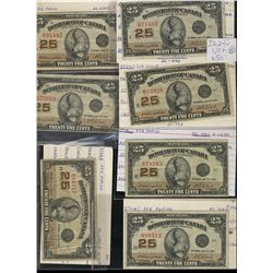 1923 25¢ DC-24d. Lot of 7 notes Fine to VF.