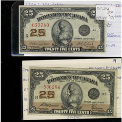 1923 25¢ DC-24c & DC-24D. Lot of 2 notes VF-EF.