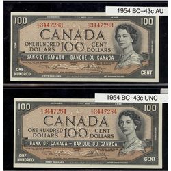 1954 $100 BC-43c #CJ3447283/284. Lot of 2 consecutive AU+ issues.