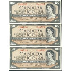 1954 $100 BC-43c #CJ3447285/287. Lot of 3 consecutive AU+ issues.