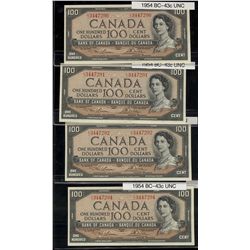 1954 $100 BC-43c #CJ3447290/292 & 294. Lot of 4 notes, 3 are consecutive AU+ issues.