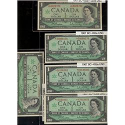 1967 $1 Replacement lot. Includes BC-45bA #*LO(2), *NO(2) & *FP.