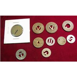 75. Group of 10 Transportation & Transit Tokens.