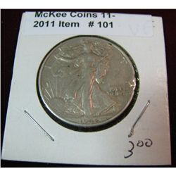 101. 1942 S Walking Liberty Half Dollar. VF 20.